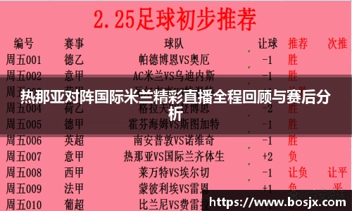 热那亚对阵国际米兰精彩直播全程回顾与赛后分析